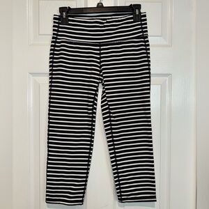 Athleta Black and White Striped Capri Leggings. Size M